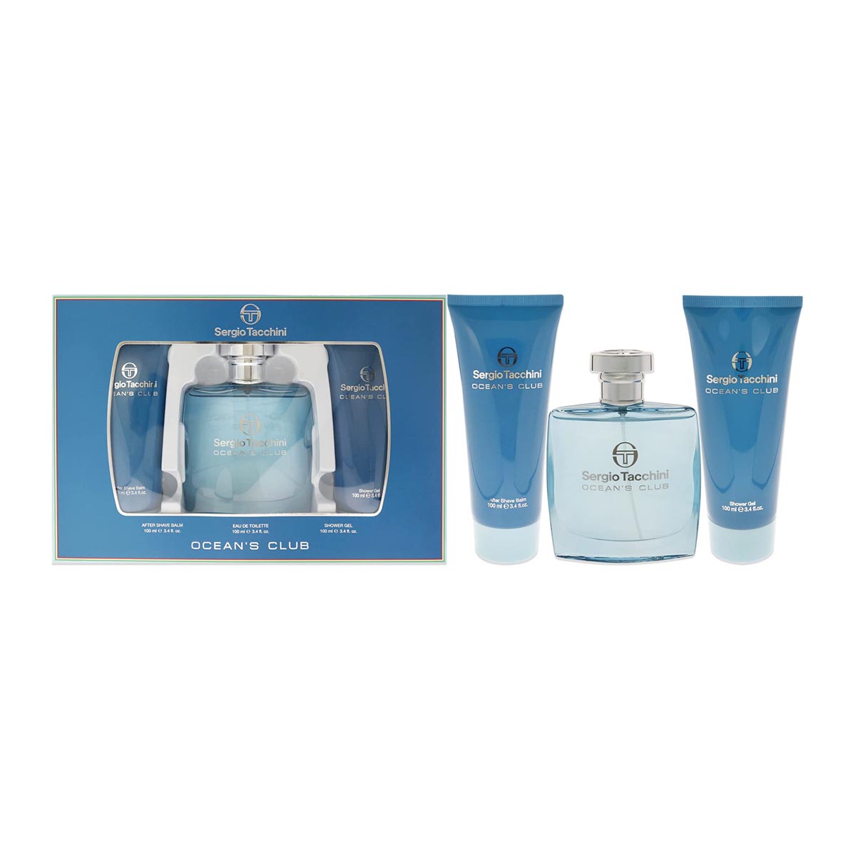 Sergio Tacchini Ocean'S Club Eau De Toilette 100Ml Vaporizador + Balsamo After Shave 100Ml + Gel De Baño 100Ml